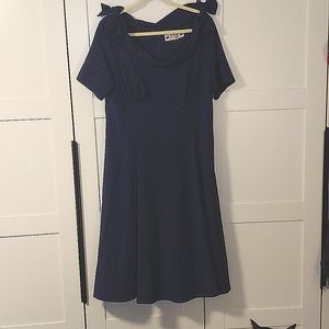 Hell Bunny Vixen Bianca dress Retro Navy Blue EUC